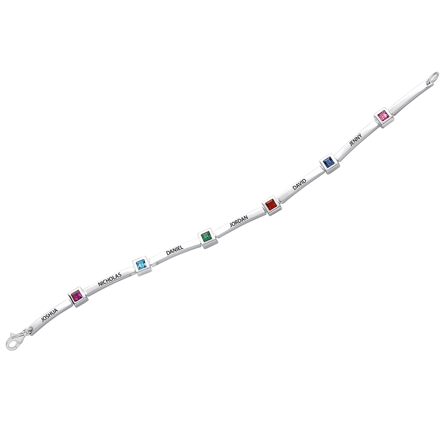 family birthstone link bracelet